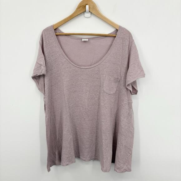Poetry Linen Top Women 18 Minimalist Capsule Luxury Lagenlook Tee Pocket Boho - Picture 1 of 8